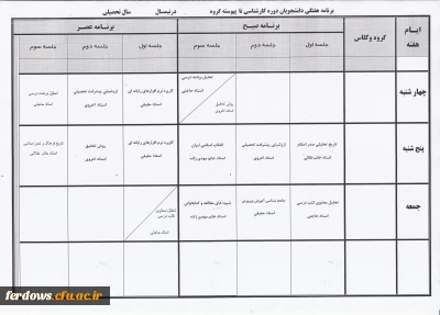 زمان انتخاب واحد ،  برنامه ودروس دوره کارشناسی ناپیوسته ورودی 96