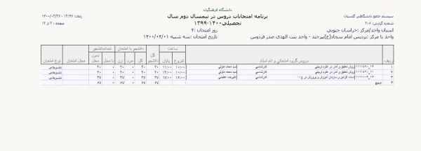 قابل توجه دانشجویان دوره کارشناسی پیوسته - برنامه امتحانات نیمسال دو م 1399 5
