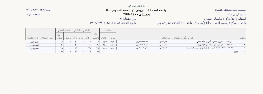 قابل توجه دانشجویان دوره کارشناسی پیوسته - برنامه امتحانات نیمسال دو م 1399 5