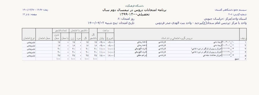 قابل توجه دانشجویان دوره کارشناسی پیوسته - برنامه امتحانات نیمسال دو م 1399 7